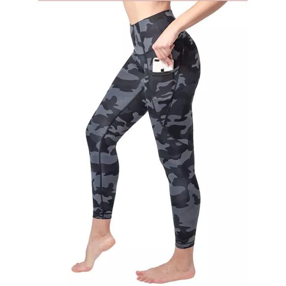 Yogalicous Camo Black Gray Pockets 7/8 Length High Rise Leggings Size Medium - Picture 9 of 9